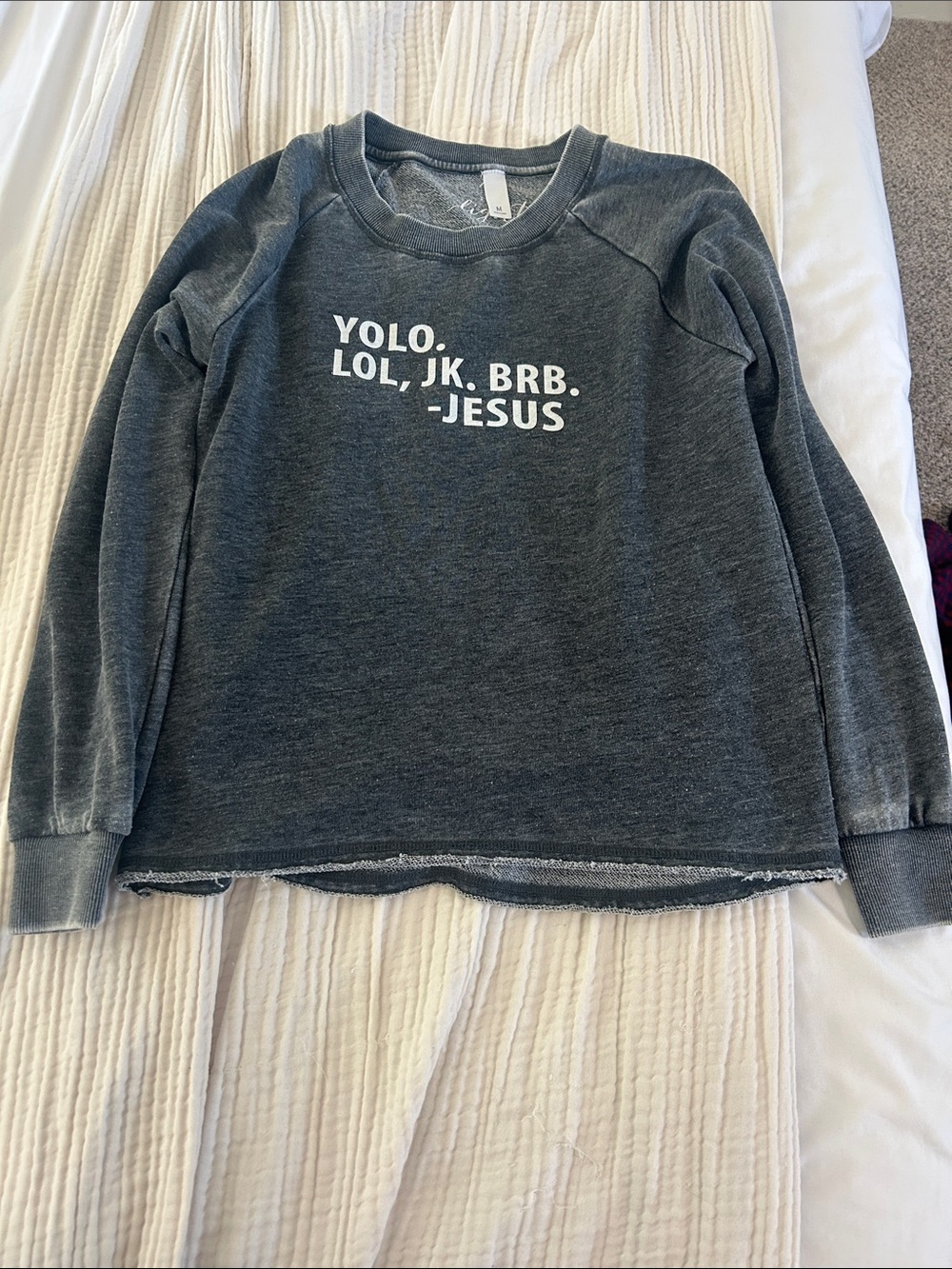 Charcoal Graphic Crewneck Sweatshirt - YOLO Text